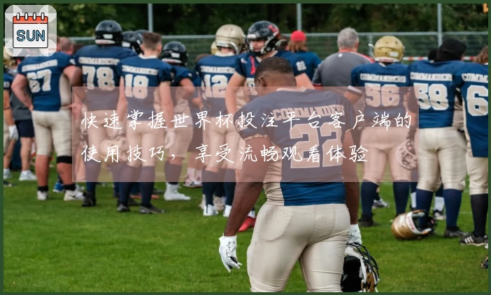 快速掌握世界杯投注平台客户端的使用技巧，享受流畅观看体验